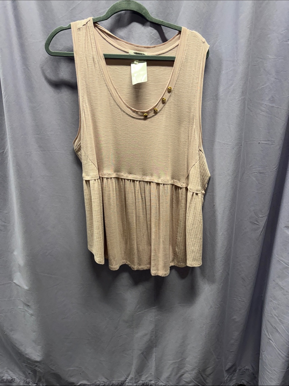 Maurices light pink /Taupe Sleeveless Peplum Tank with Button Detail